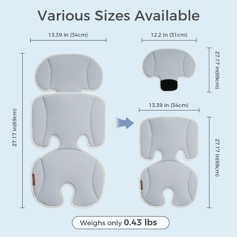 Momcozy breathable cooling seat liner helps keep baby drier and less sticky.