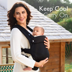 Momcozy breathable mesh baby carrier with lumbar support reduces back strain during wear.
