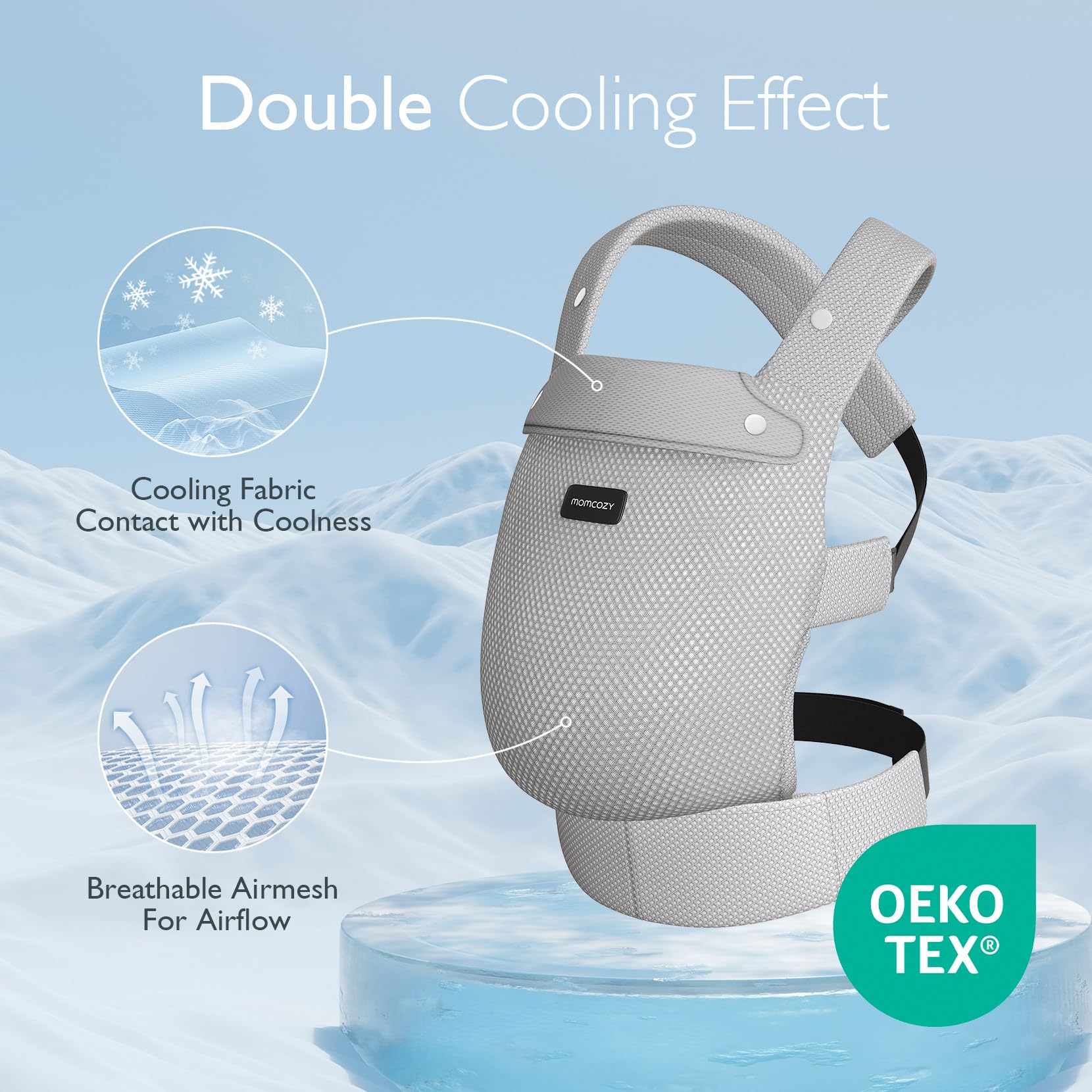 Momcozy breathable mesh carrier neck cooling fabric keeps caregiver and baby comfortable