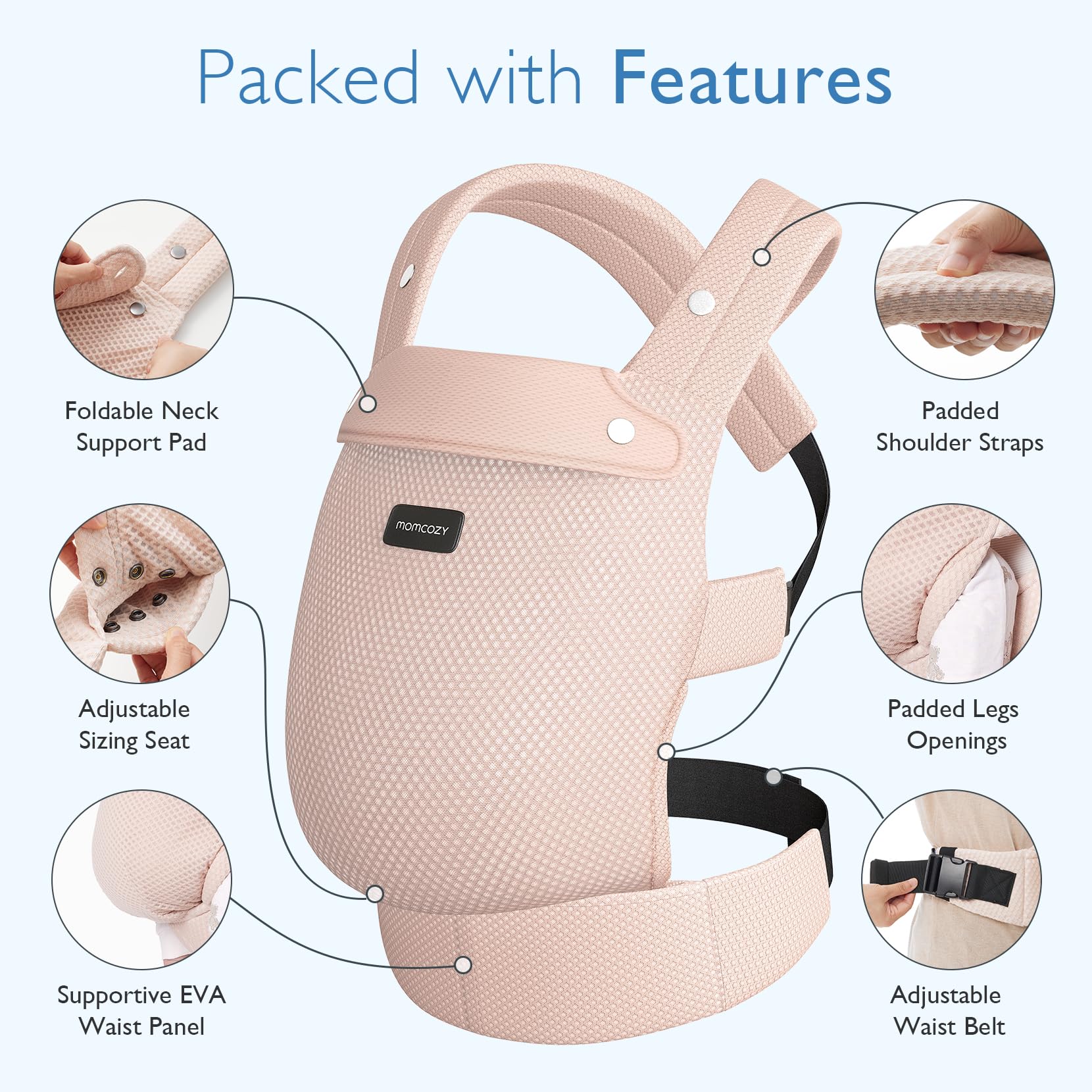 Momcozy Breathable Mesh Carrier lumbar-support highlights back comfort