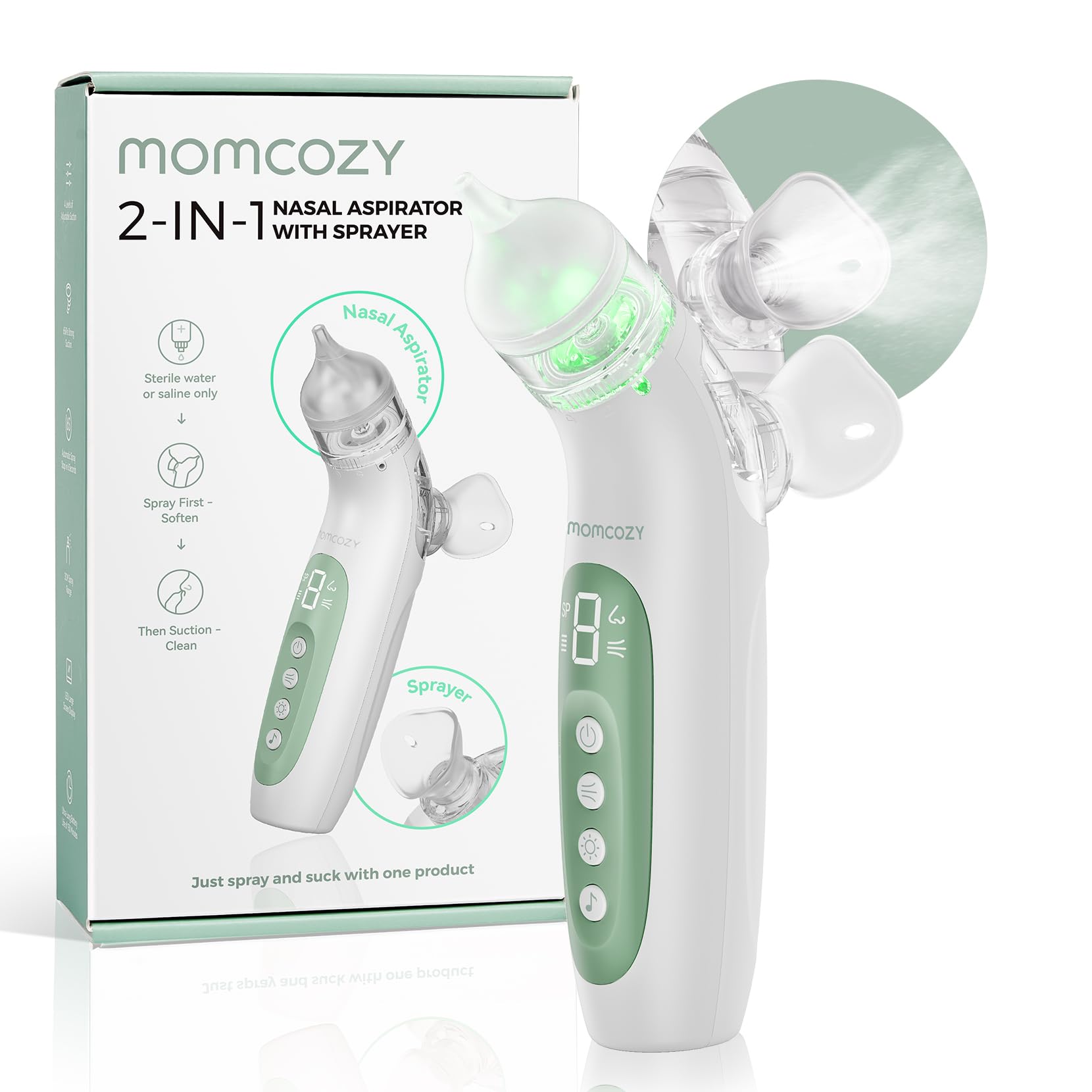 Momcozy BreezyClear 2-in-1 nasal aspirator for quick relief.