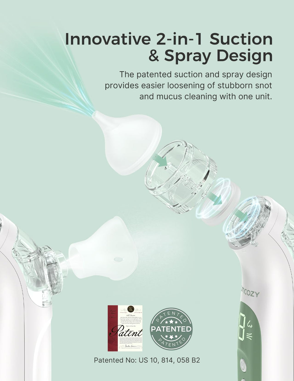 Momcozy BreezyClear lights and music engage baby during care.
