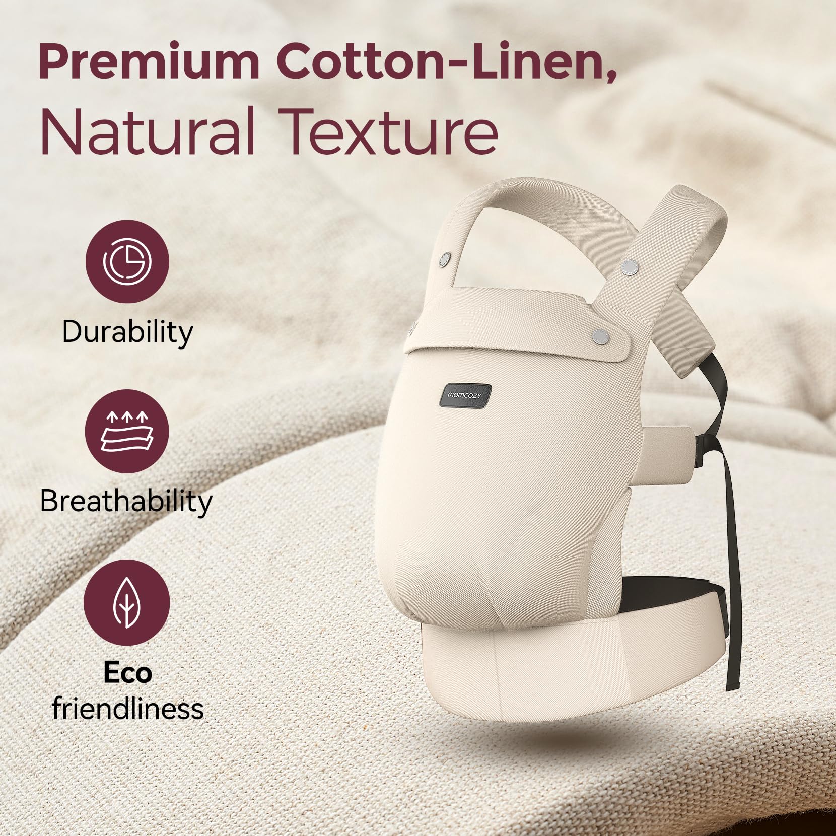 Momcozy carrier supports ergonomic M-position for toddler hip comfort.