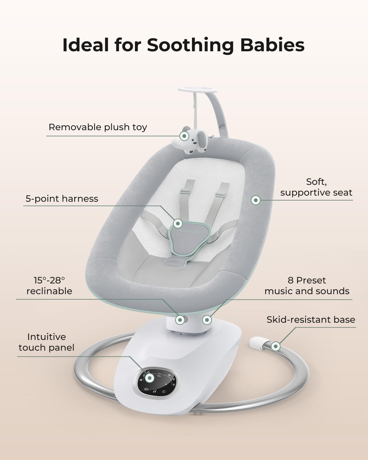 Momcozy CocoSway seat cover is removable for easy washing