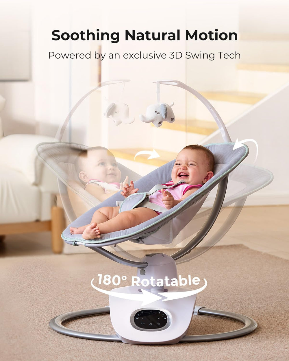 CocoSway rotating seat by Momcozy keeps baby in view during soothing