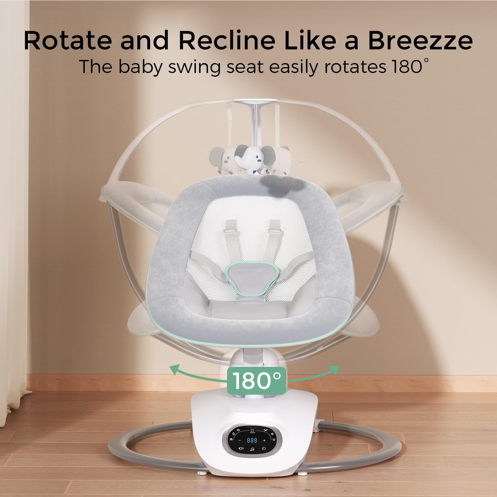 Secure 5-point harness and sturdy metal base in CocoSway