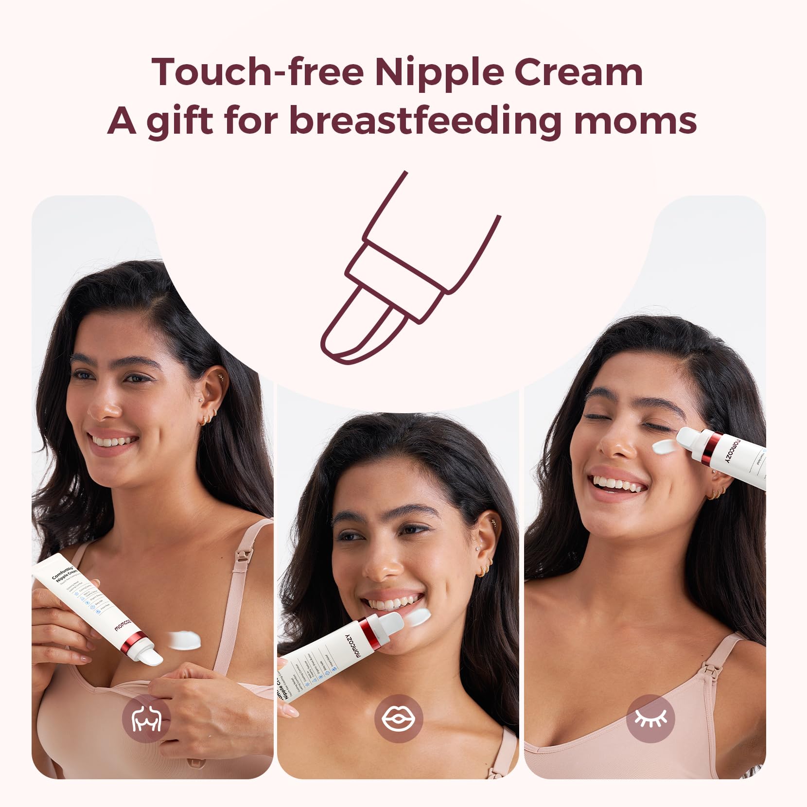 Momcozy ComfortNip quick-absorbing lotion leaves skin soft and non-sticky.