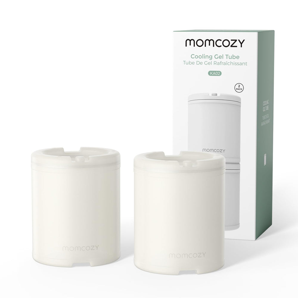 Momcozy cooling gel tube in fridge ready for ice-free cooling