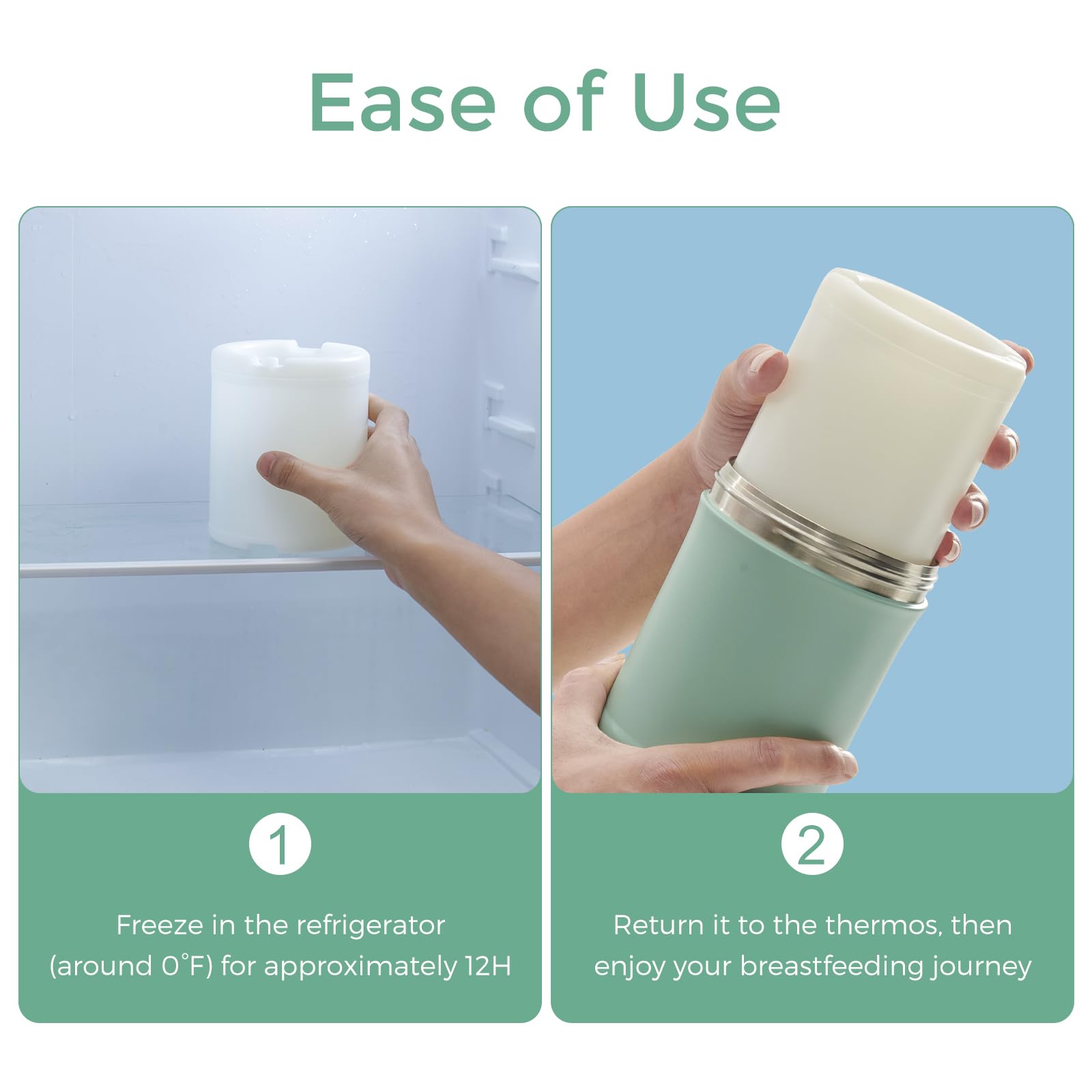 Momcozy gel tube inside a milk cooler delivering steady cold