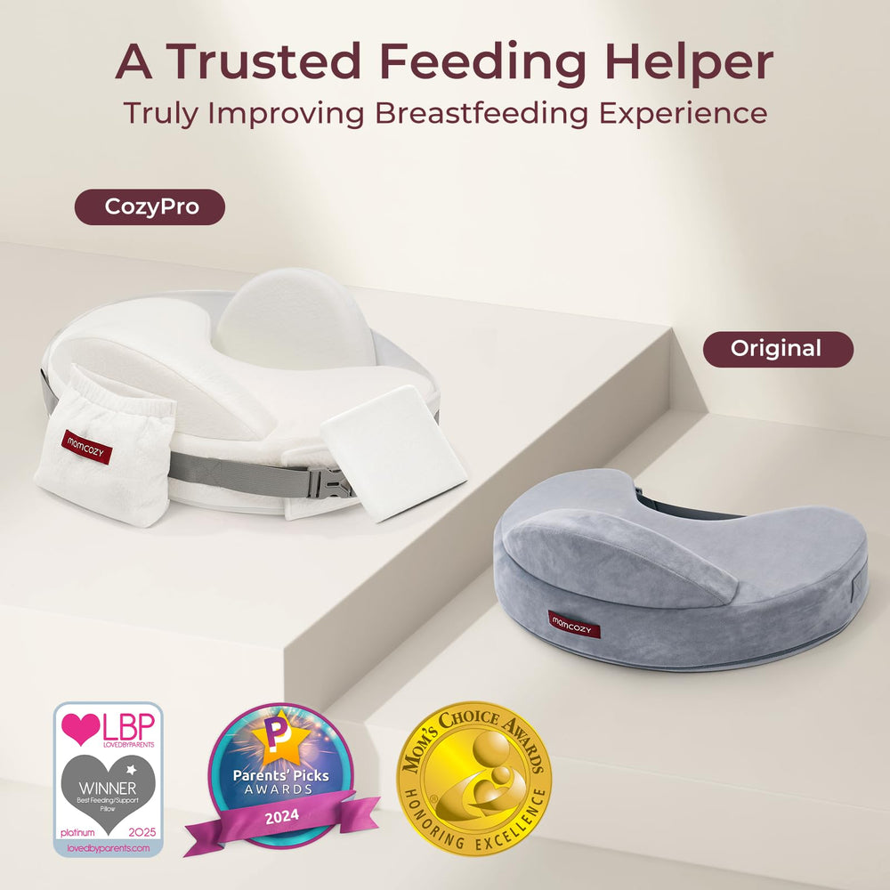 Momcozy CozyPro Tri-point MaxSupport promotes ergonomic feeding positions.