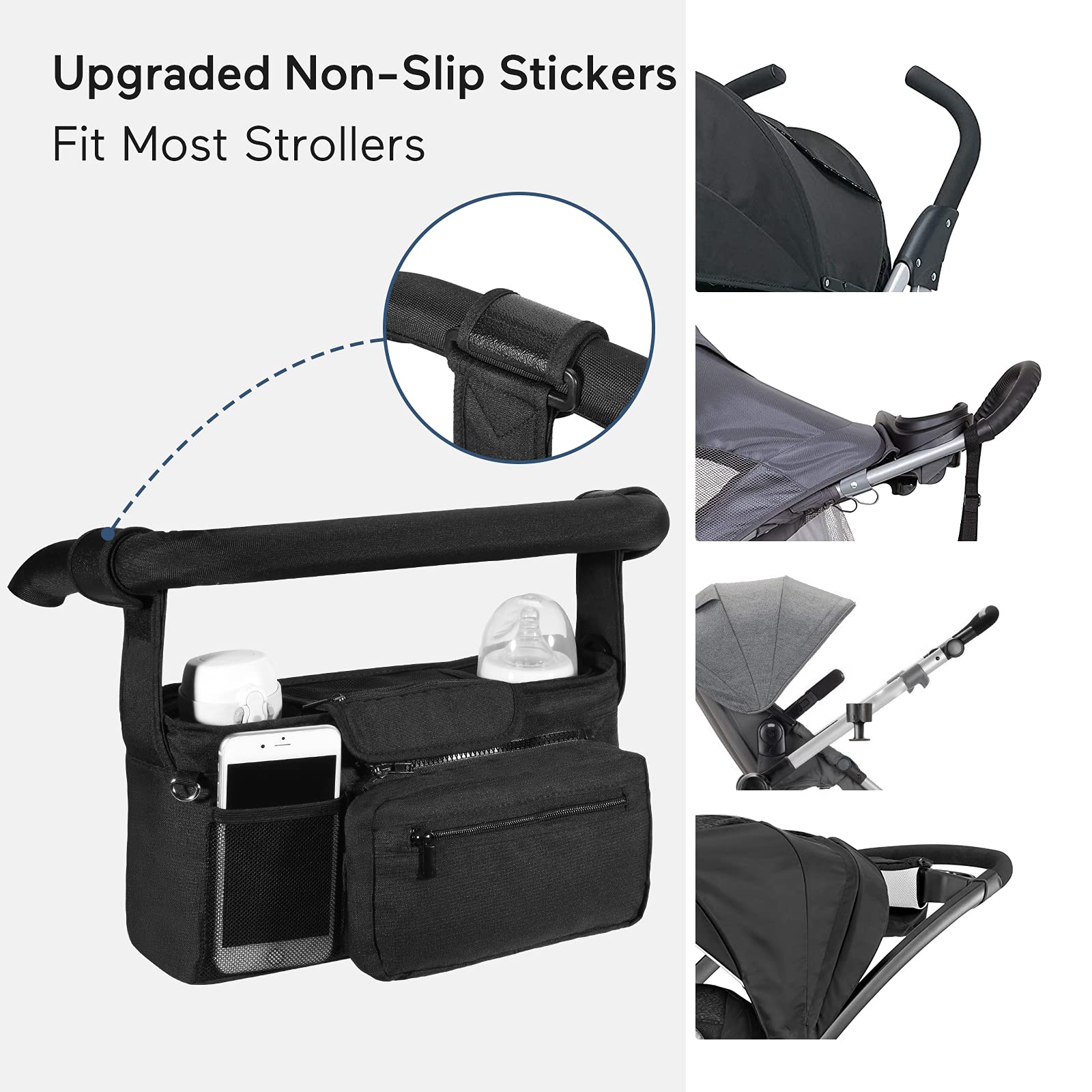 Momcozy detachable phone bag provides convenient device storage on the move.