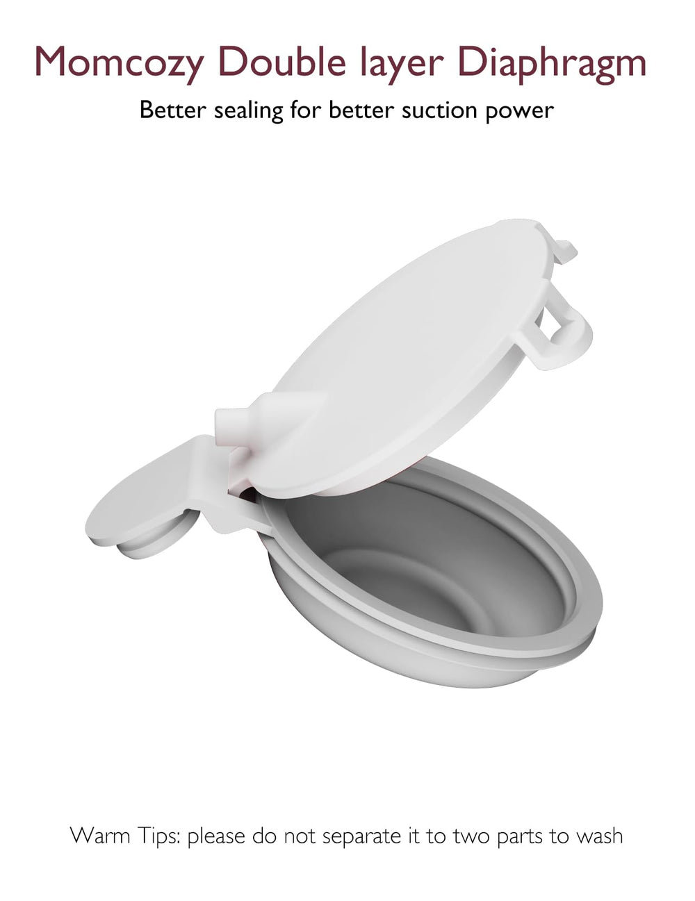 Momcozy double-layered diaphragm demonstrates secure sealing and consistent milk flow.