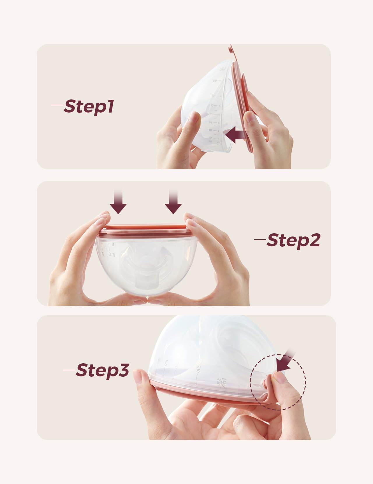 Momcozy double-seal flange detail showing secure fit and leak prevention