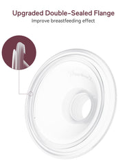 Momcozy double-sealed flange shown with S12 Pro for efficient milk collection