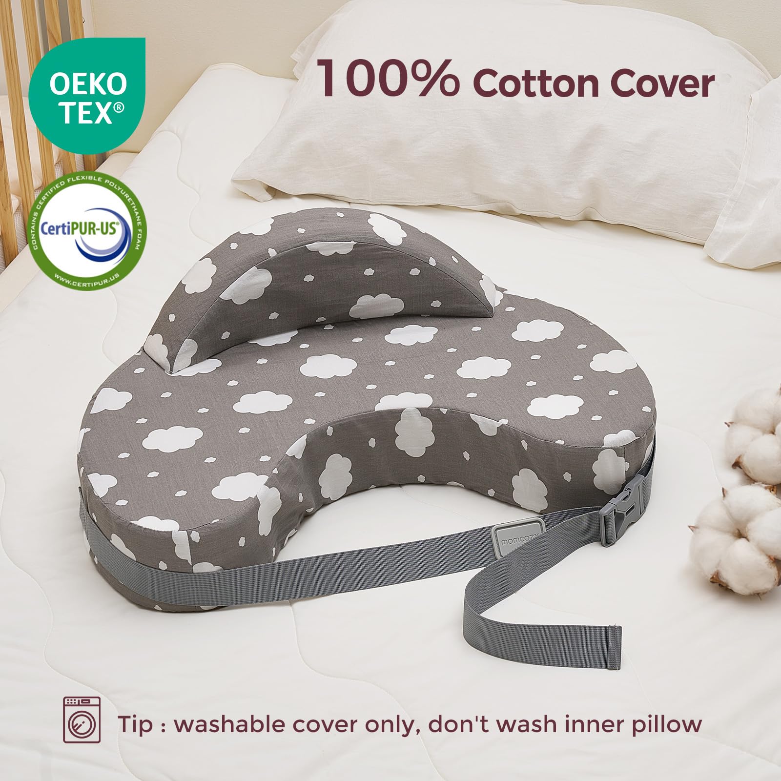 Momcozy Durable Memory Foam Core maintains ideal height and support