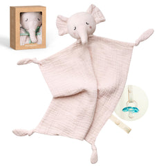 Momcozy Elephant Lovey head close-up showing soft cotton for gentle baby comfort