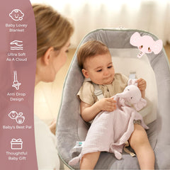 Momcozy Elephant Lovey pacifier-loop close-up for easy pacifier access