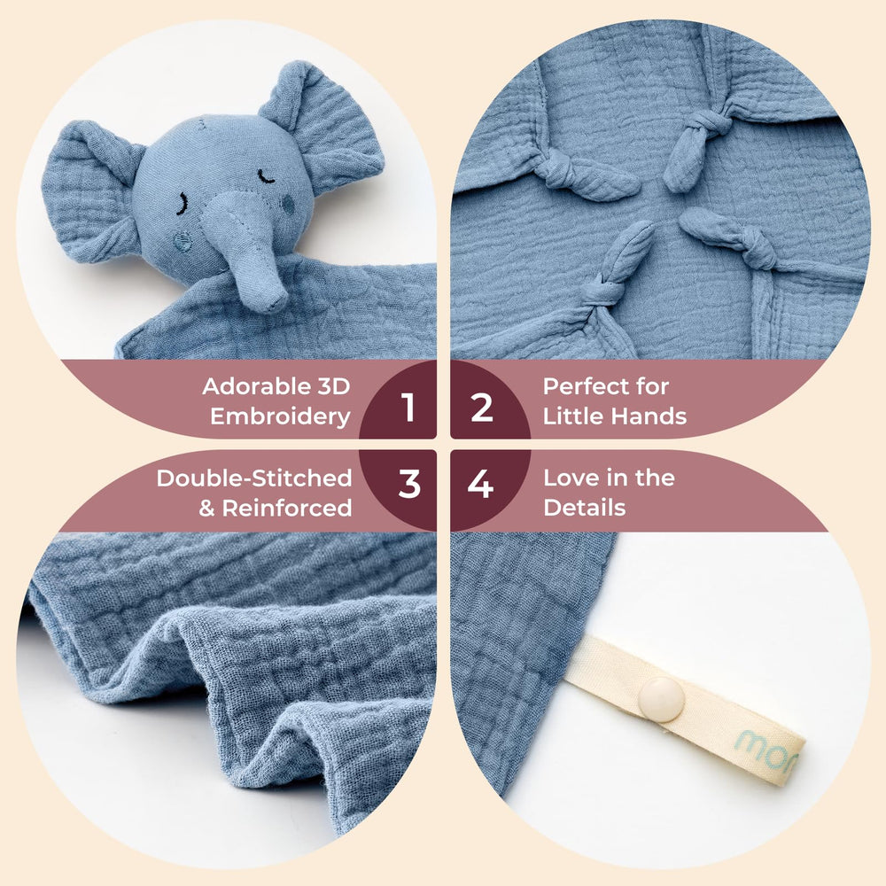 Soft cotton fabric of Momcozy Elephant Lovey feels gentle on skin