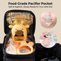 Momcozy Extra Large Stroller Organizer Max insulated cup holder maintains drinks at the ideal temperature.