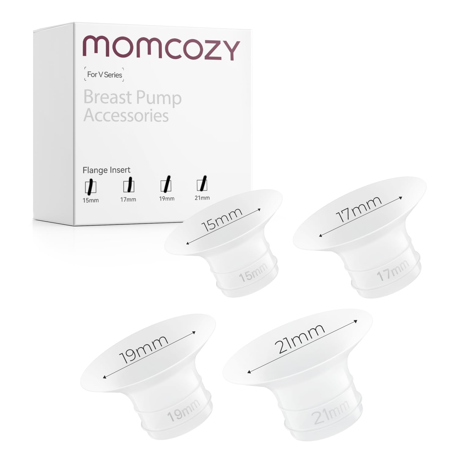 Momcozy flange insert 15mm fits V1 Pro and V2 Pro for snug, comfortable pumping.