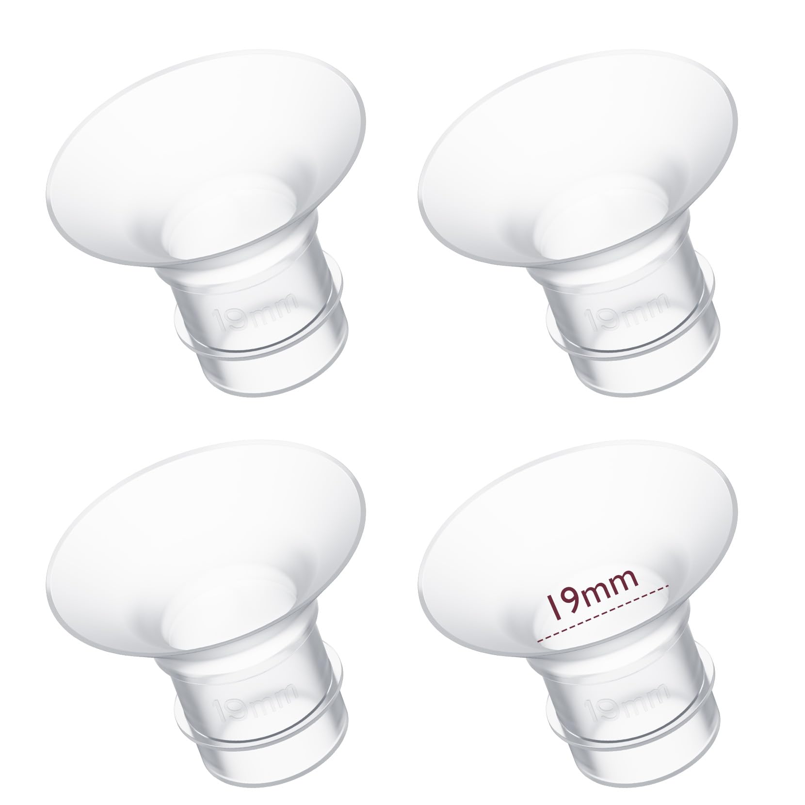 Momcozy 19mm flange insert closeup, silicone design for a comfortable fit with 24mm shields