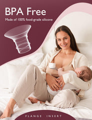 Momcozy flange insert 19mm in use demonstrating flexible insertion for comfort