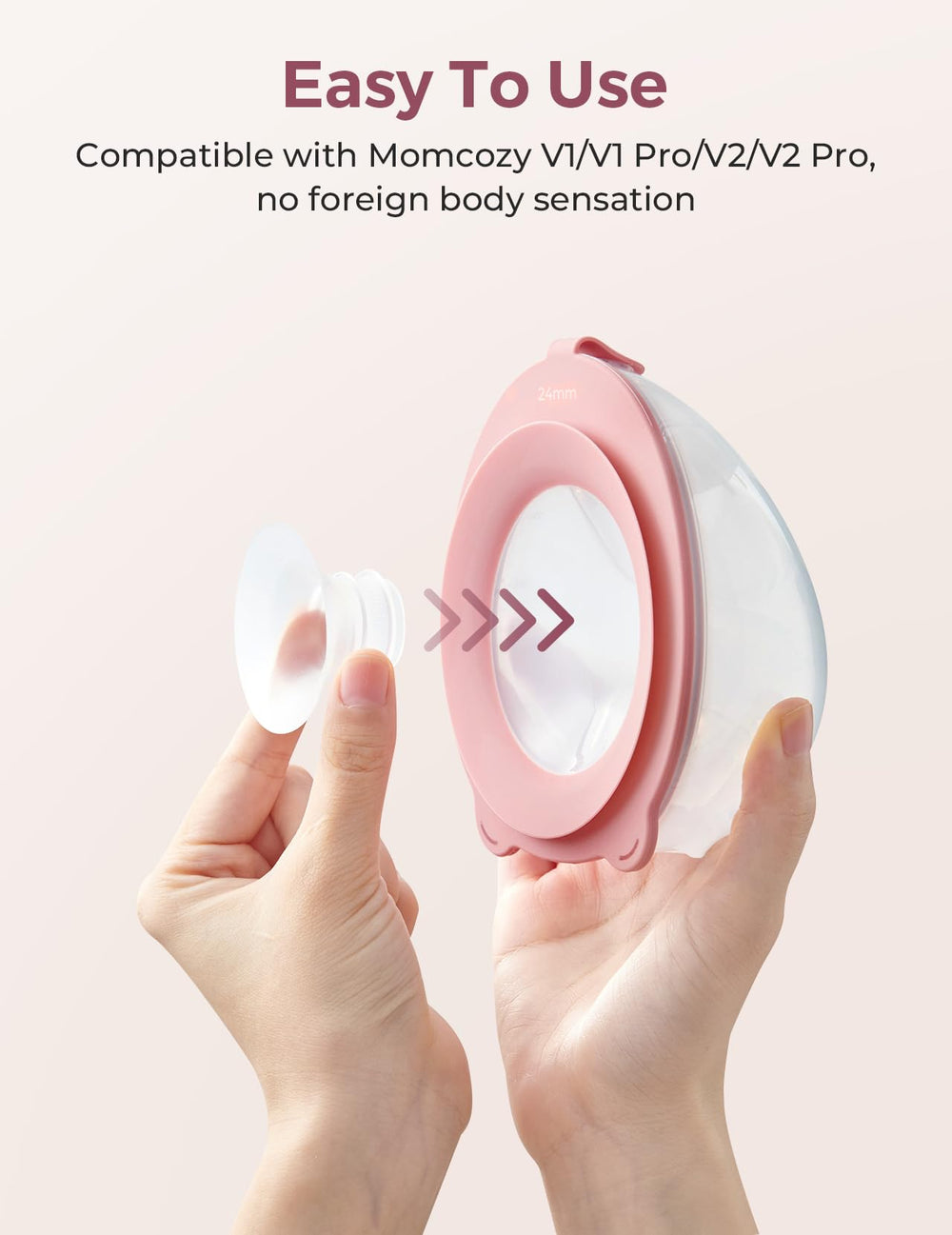 Momcozy flange insert 21mm closeup silicone — soft, BPA-free material ideal for safe pumping