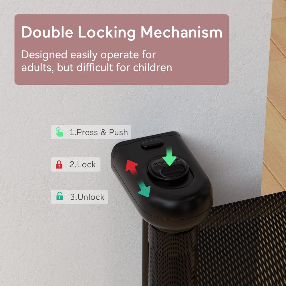 Momcozy gate with double lock system for secure access.