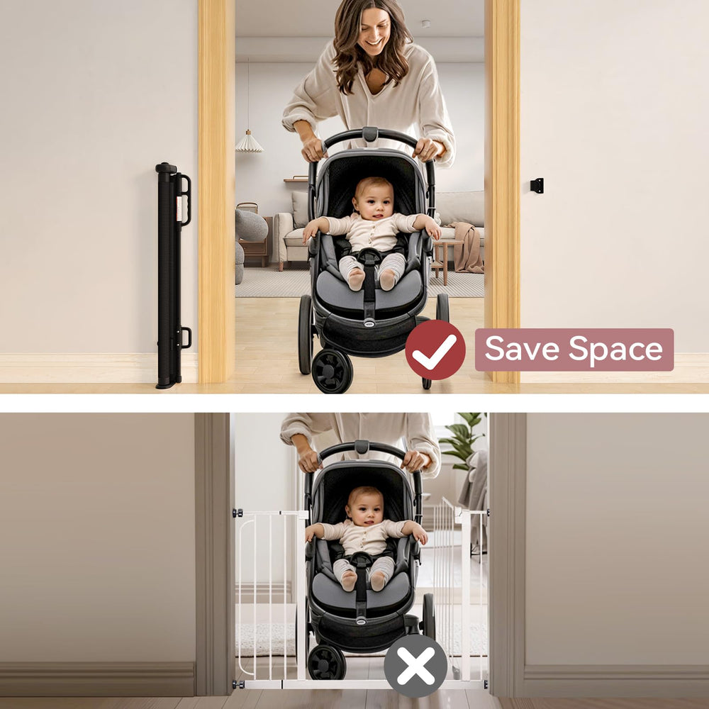 Momcozy gate installed with brackets to avoid skirting disruption.