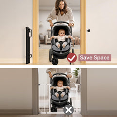 Momcozy gate installed with brackets to avoid skirting disruption.