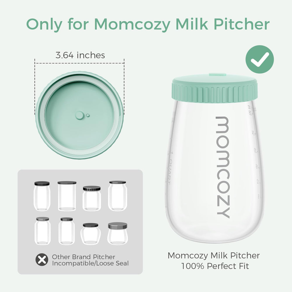 Momcozy lid with pressure-release valve enables easy opening after refrigeration.