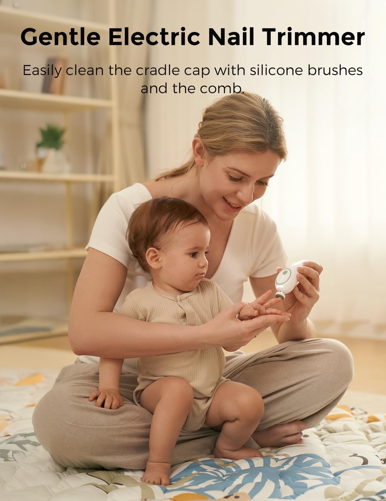 Momcozy Glow Baby Kit giraffe teether soothes gums safely.