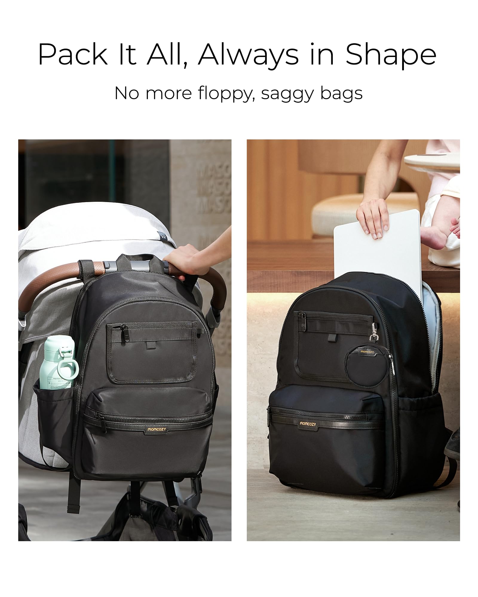 Momcozy GoEase laptop compartment for on-the-go work needs