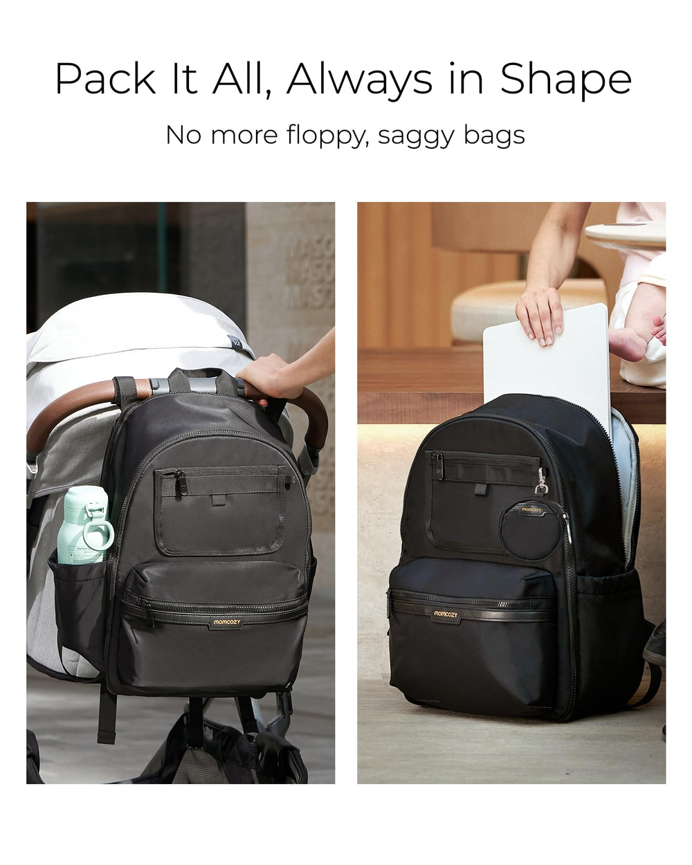 Momcozy GoEase laptop compartment for on-the-go work needs