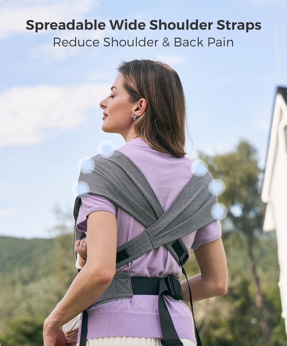 Momcozy hands-free babywearing ideal for shopping trips and walks.