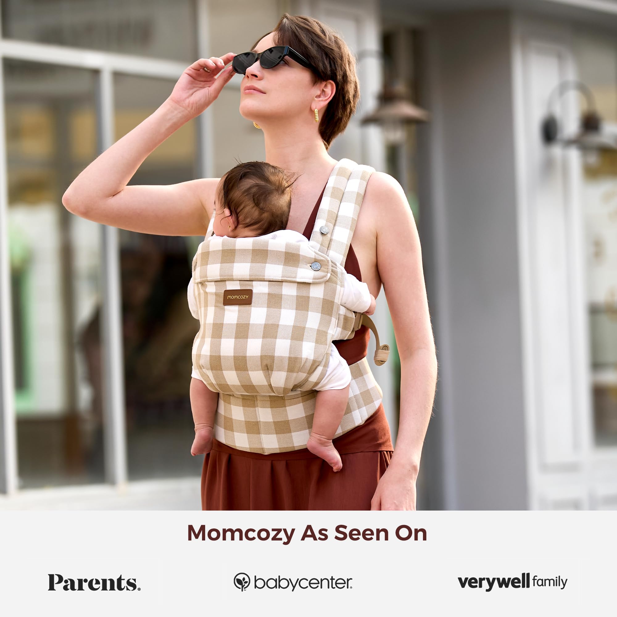 Hands free carrying with Momcozy for hands on tasks