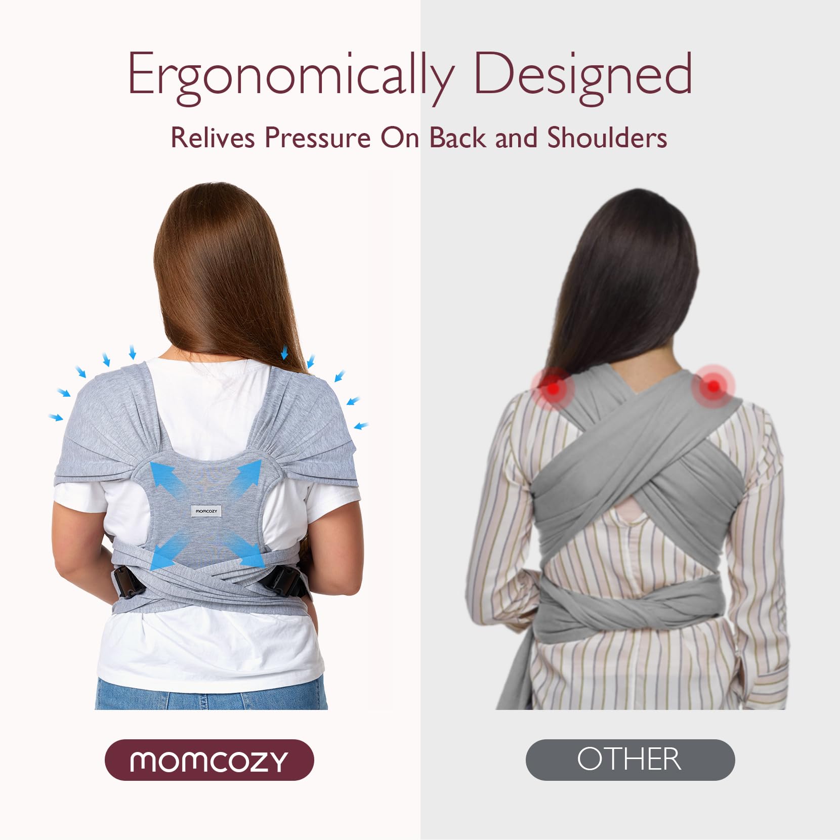 Momcozy hands-free carrying for busy daily moments.