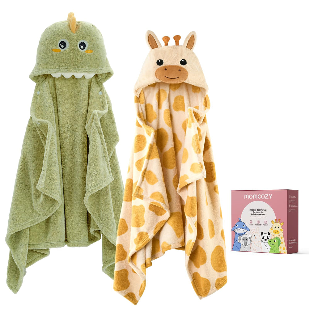 Momcozy baby towel with health label shows care status for easy upkeep