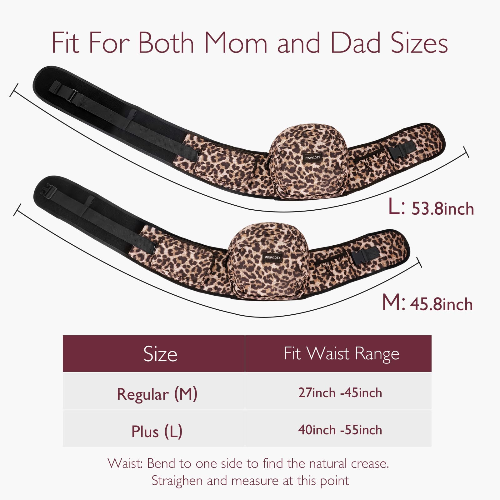 Lightweight Momcozy hip seat folds compactly for travel.