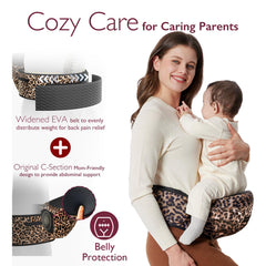 Momcozy Hip Seat Carrier offers inward, outward, side carry and feeding options