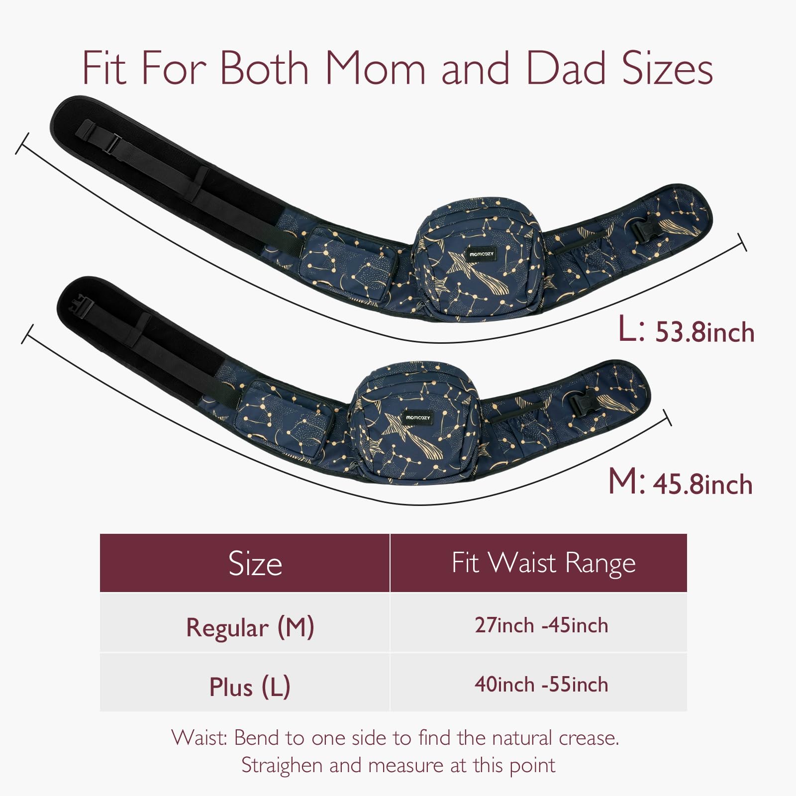 Momcozy hip seat carrier outward-facing view for curious baby exploration.