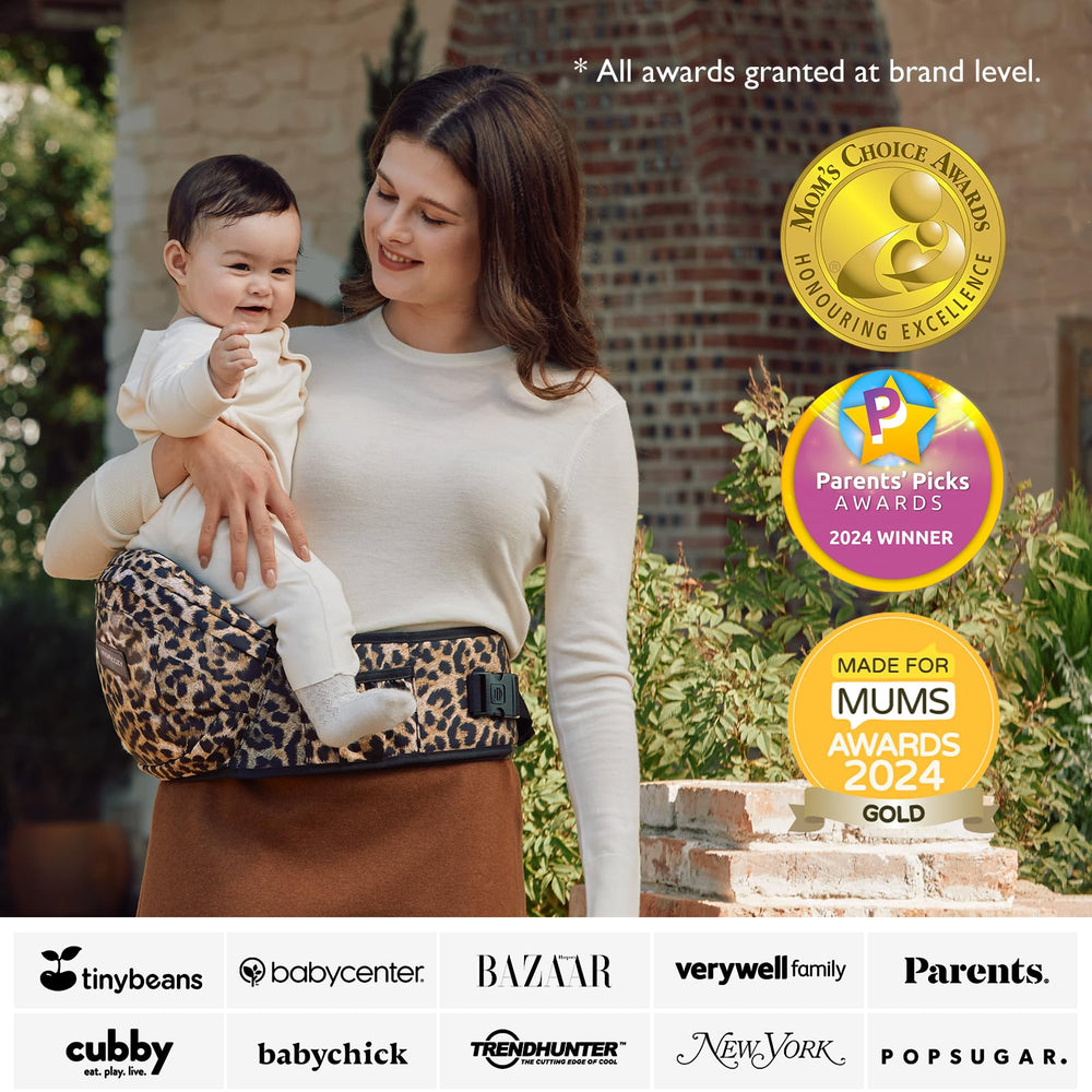 Momcozy Hip Seat Carrier with built in pockets for diapers, wipes, and essentials