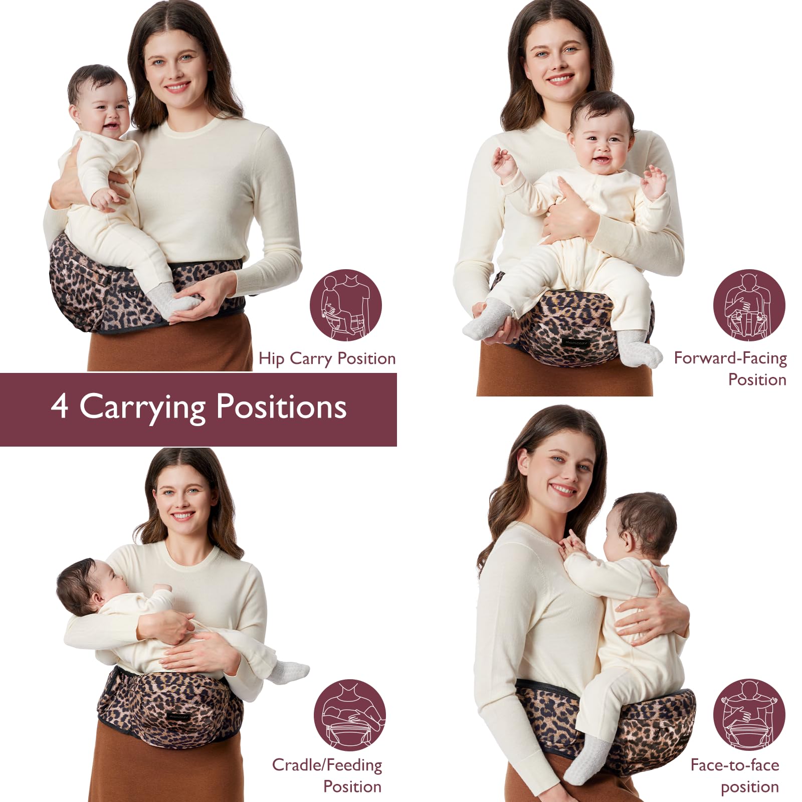 Momcozy Hip Seat Carrier provides two waist sizes for a better fit