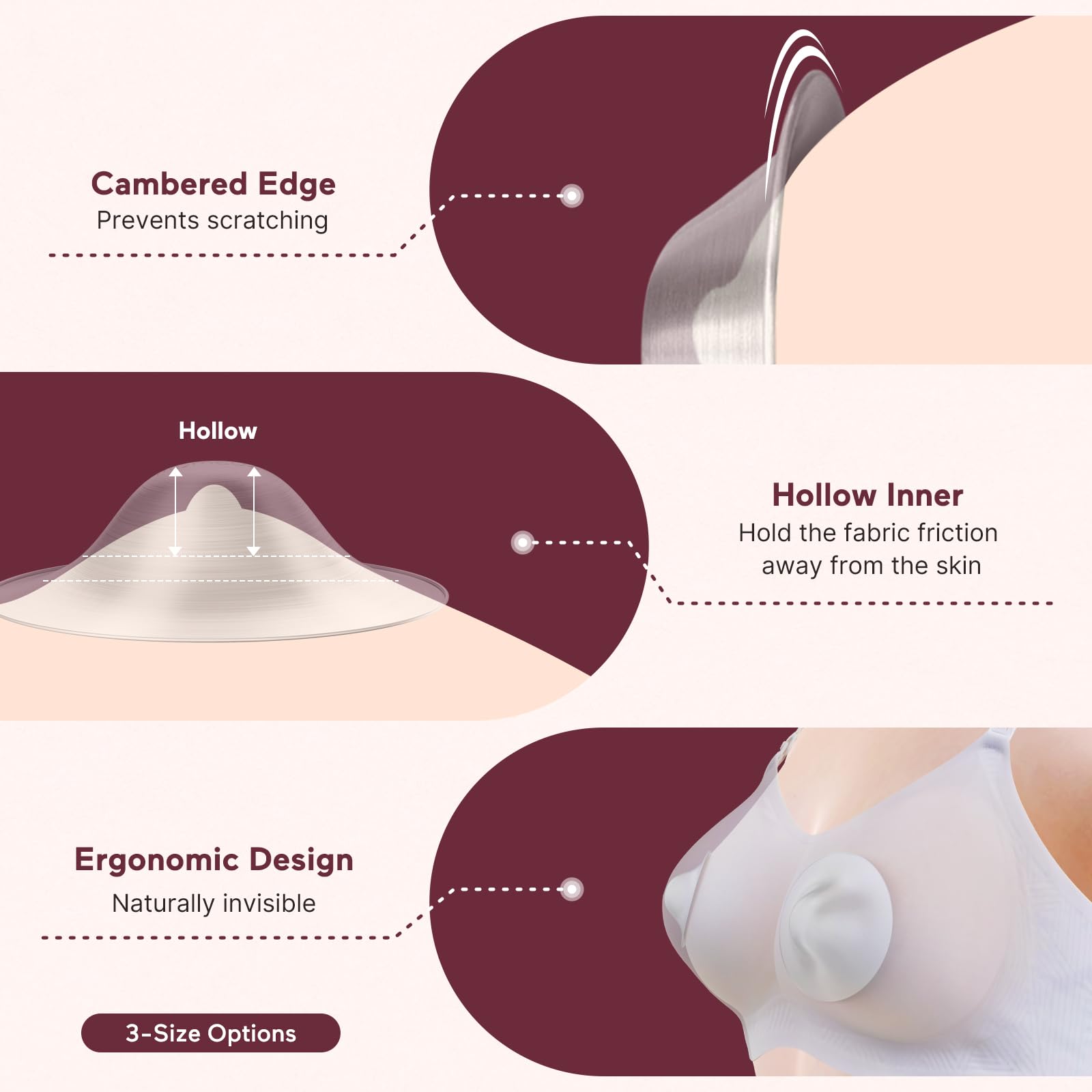 Momcozy hole-free design highlights secure placement under clothing.