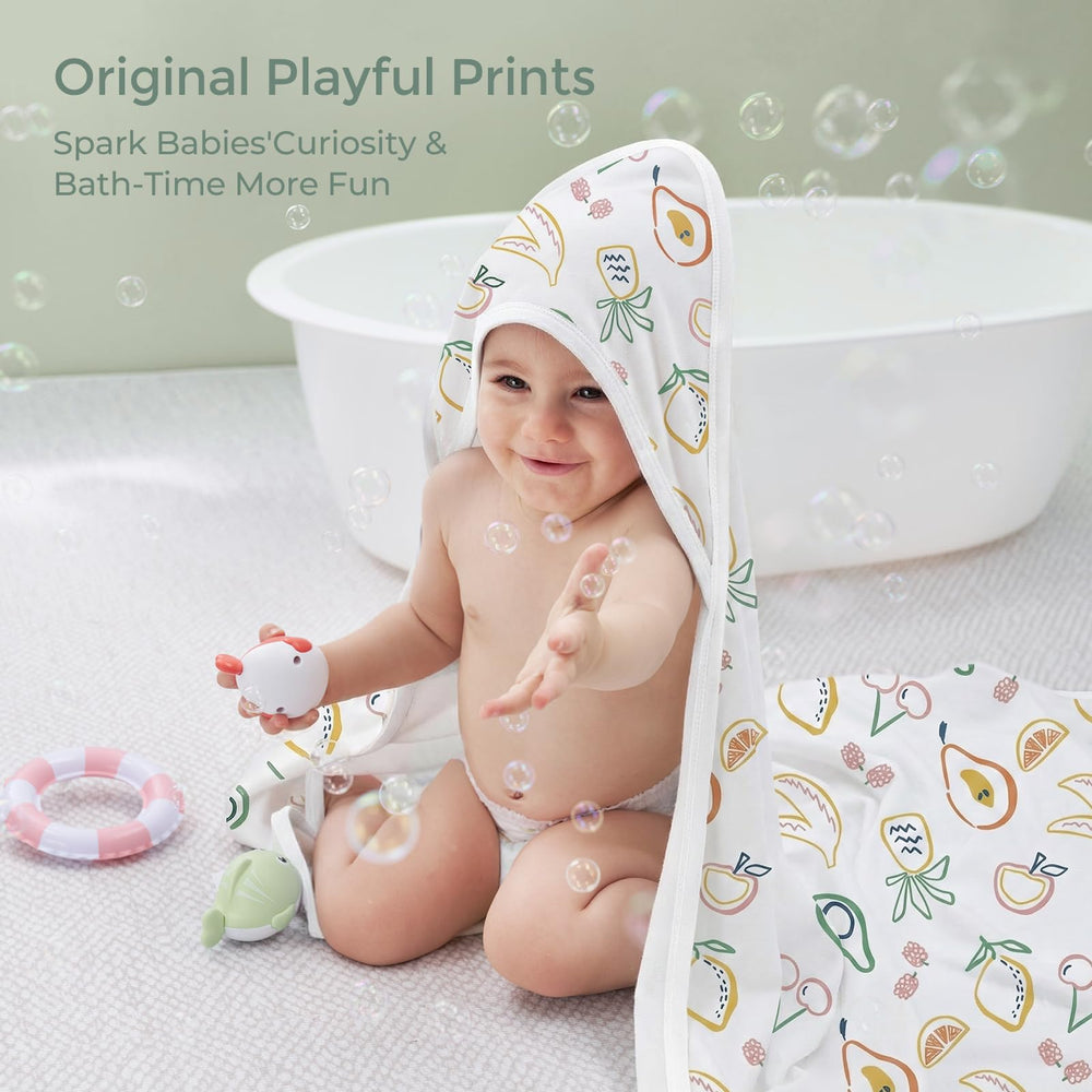 Momcozy hooded towel measures 35x35 inches for growing babies.