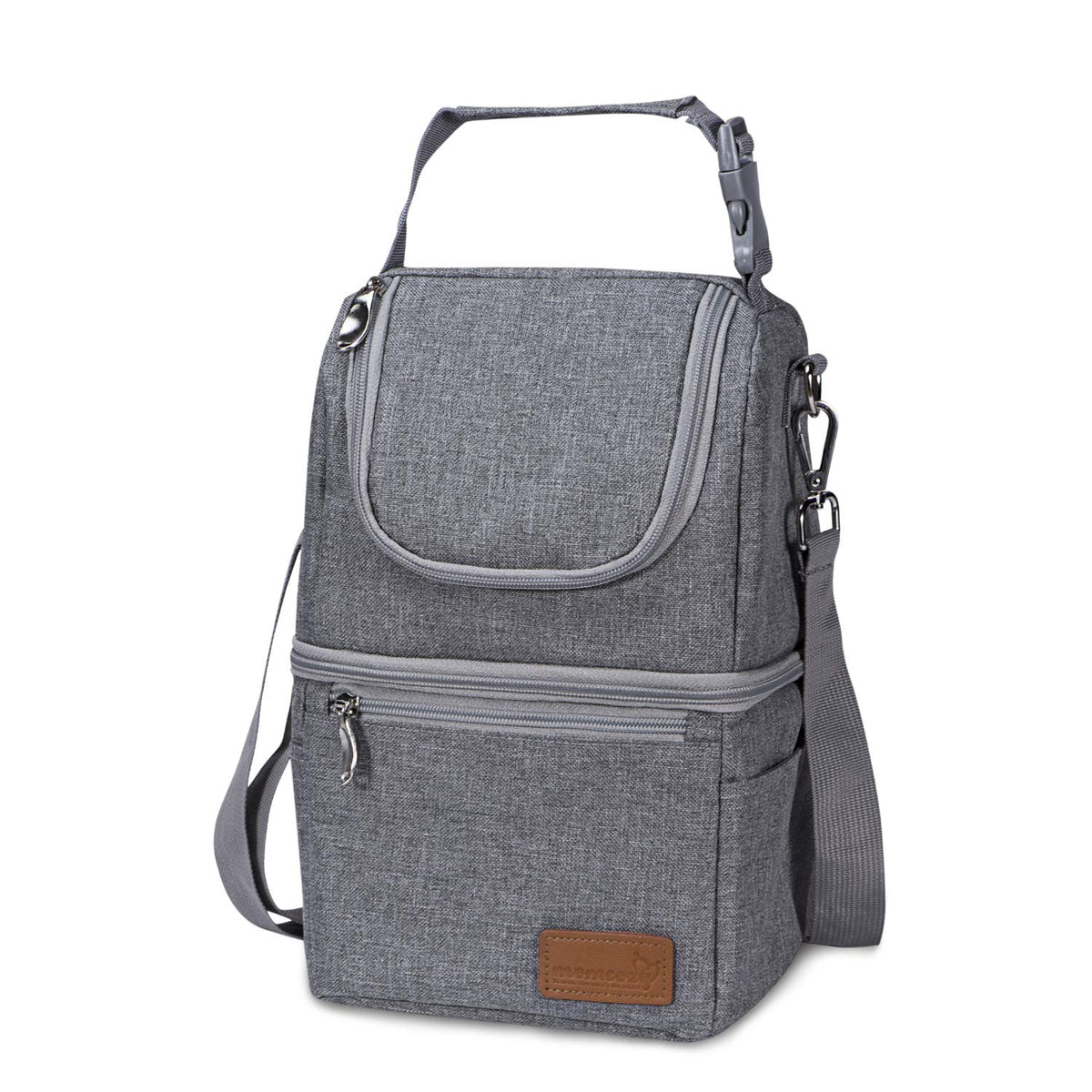 Momcozy insulated baby bottle bag keeps bottles warm or cool for on-the-go feeds.