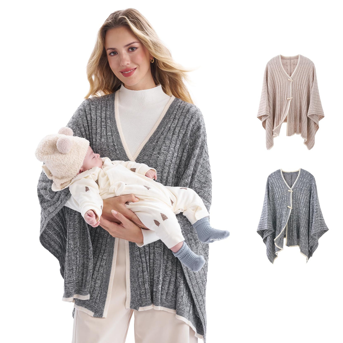 Momcozy knit nursing cover with 360-degree coverage for discreet feeding anywhere