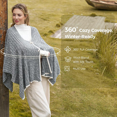 Momcozy knit nursing cover shows front-opening design for quick nursing on the go