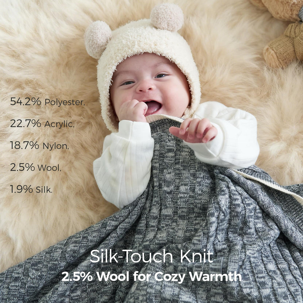 Momcozy knit nursing cover wool-blend fabric closeup highlighting soft warmth