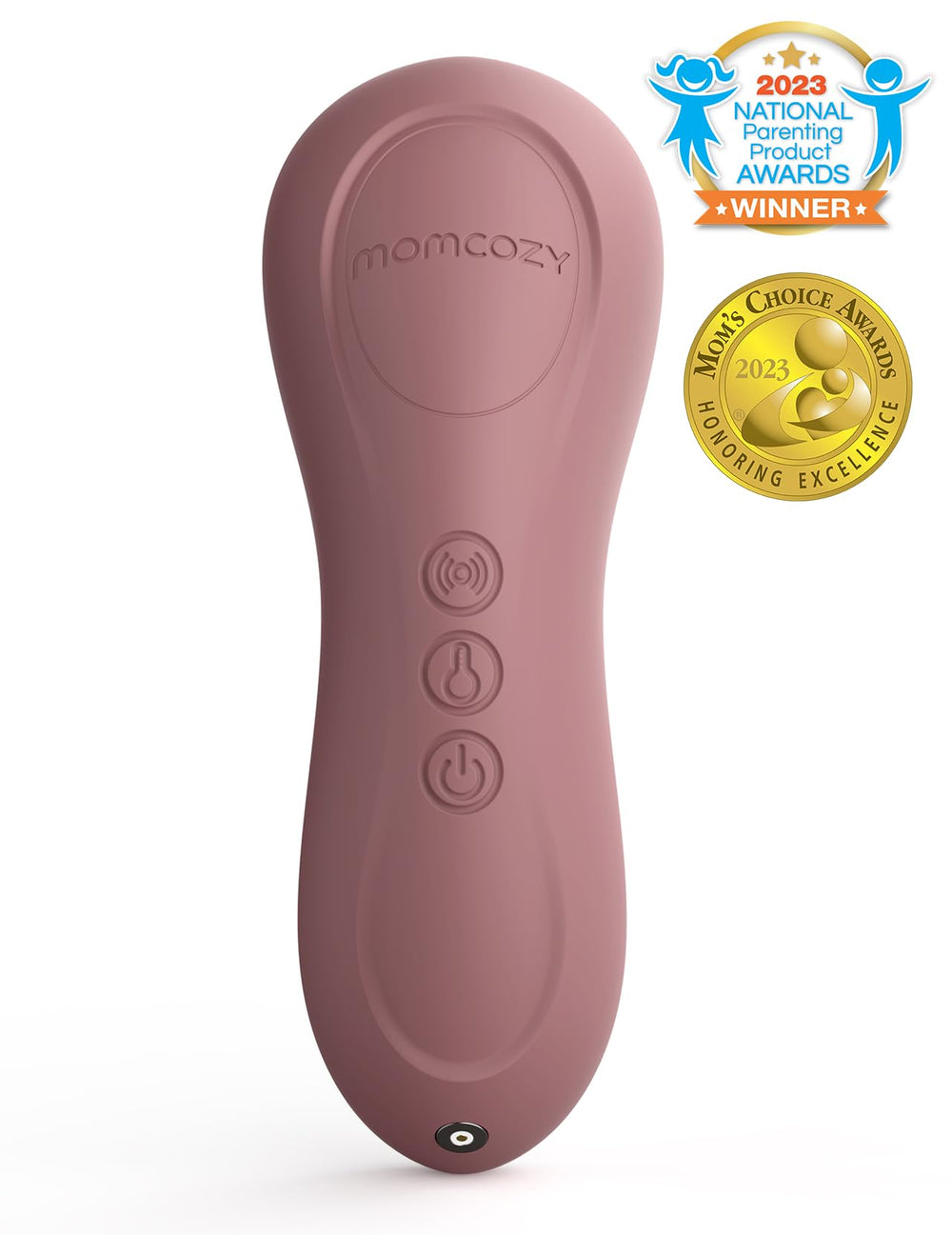 Momcozy massager uses skin-safe silicone for gentle touch.